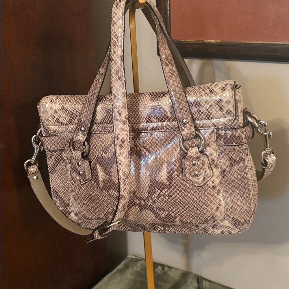 CoachCampbell exotic Beige Snakeskin embossed SatchelM1320-F27895 - Picture 2 of 9